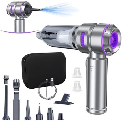 PKBD 4-in-1 Kabellos Handstaubsauger Akku, 20KPA, 30Mins Laufzeit, Mini Auto Staubsauger Stark mit Bürstenloser Motor und Druckluft/Luftgebläse/Pumpe Düse, für Auto, Haus, Office Reinigung