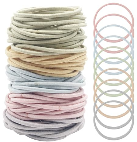 HXC 100 Pcs Elastic Hair Bands 2mm Thin Hair Bobbles Multicolor | Bobble Hair Elastics No Damage No Metal Hairbands Ponytail Holders for Women Girls Kids Men