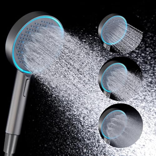 JINYOMFLY LED-Duschhuvud Med Självrengörande Munstycke, 3 Lägen, LED-Handdusch, LED-Ljusdusch