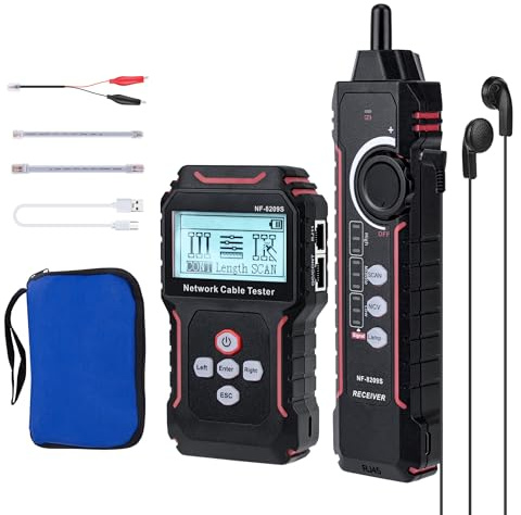 Mcbazel Netzwerk Kabeltester mit POE/NCV, Kabellängenmessung, Port-Blitz, Kabel Tracker