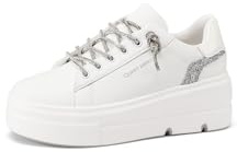 QUEEN HELENA X32-61 Baskets à plateforme avec lacets pailletés pour femme, Blanc, 36 EU