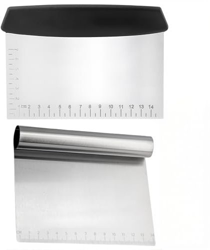 JAWUZ Paletta Verdure Acciaio Inox Raschietto Impasto Spatola Cucina Multifunzione Tagliapasta Professionale Manico Ergonomico Igienico Resistente Corrosione Accessorio Cottura Pane Pizza