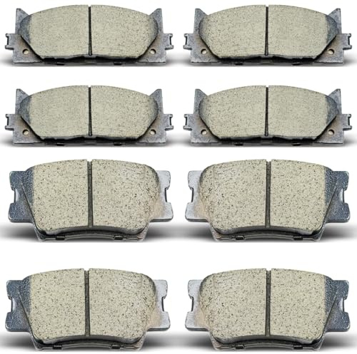 D1293 D1212 8PCS Front & Rear Ceramic Disc Brake Pads Kit–Fits 2007-2017 Toyota Camry, 2008-2018 Avalon, 2007-2018 Lexus ES350, 2013-2018 Lexus ES300h