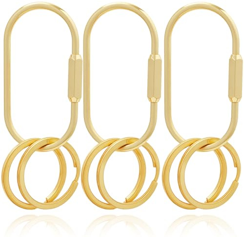 CMVFYL Secure Bag Charm Carabiner Clip，Brass Screw Lock Keychain,Locking Key Ring Holder for Purse Handbag Tote Bag Backpack,Gold