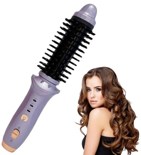 Hojalis Cordless Hair Curler, Thermal Curling Iron for Short Hair with 3 Temperature Settings, Cordless Heated Round Brush, USB Rechargeable Mini Cordless Hot Brush for Men Women Curly Straight Hair