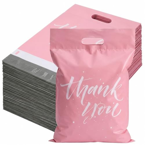 Switory Parcel Bags 14.5x19 with Handles, Self-Adhesive 50pc Pink