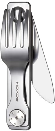 Roxon C3 Campingbesteck, 2-in-1, abnehmbares EDC-Tool mit Gabel und Messer für Outdoor, Camping, Wandern, leicht zu transportierendes Geschirr