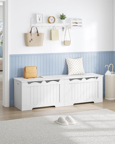 Hzuaneri cassapanca contenitore da interno, Panca a Ribalta di Grande Capacità, Risparmia Spazio, Adatta per Soggiorni, Ingressi, Disimpegni e Camere da Letto, 40 x 150 x 48 cm, Bianco SB01503X