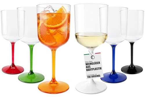 TUNDRA - Set 6 Calici Plastica COLORATI 42 cl. INFRANGIBILI e LAVABILI