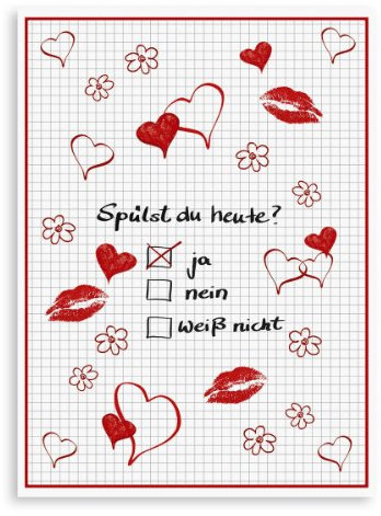 Geschirrtuch Spülst du heute? aus Halbleinen