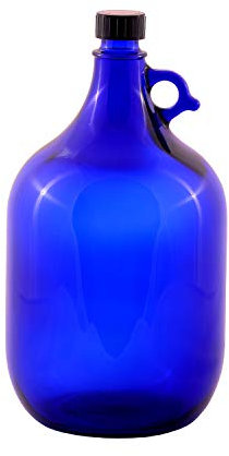 mikken blaue XXL Glasflasche mit schwarzem Schraubverschluss für 5 Liter zum Selbstbefüllen
