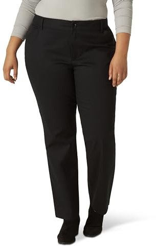 Lee Women's Wrinkle Free Relaxed Fit Straight Leg Pant, Black, 16