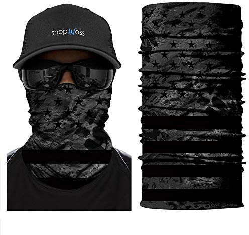 ShopINess Pañuelo Bandana Braga Cuello Calavera Multifunción Unisex Adulto para Moto Deporte Fiestas Halloween y Carnaval Stars Grey