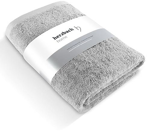 herzbach home Saunatuch 80 x 200 cm (Silbergrau) – Großes, weiches & saugstarkes Saunahandtuch in Bester Qualität – 100% natürliche Baumwolle