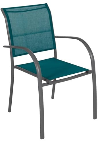 Hespéride - Silla de jardín apilable Piazza, Color Azul Pato, Grafito, Resistente a la corrosión, Ligera, fácil de Guardar, mobiliario de Exterior para terraza y balcón