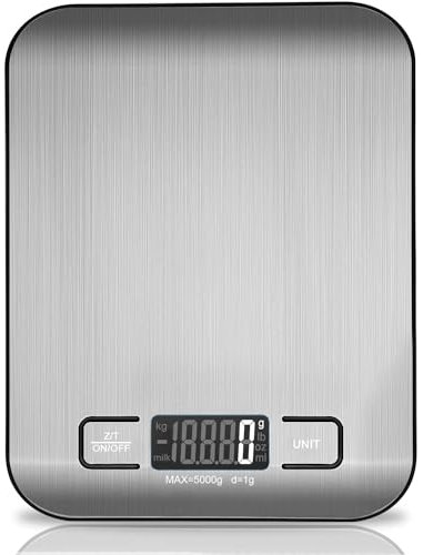 Bilancia Da Cucina Digitale, 5 kg, Elettronica In Acciaio Inox, Elegante Alimentare Ultra Sottile, Per Casa, Con Display Lcd, Funzione Tara