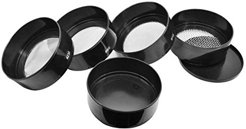 EISCO 6 Piece Stackable Assorted Mesh Sieve Set, 7 Inch - Plastic - Includes #5, 10, 60, and #230 Plus Bottom Pan and Cover