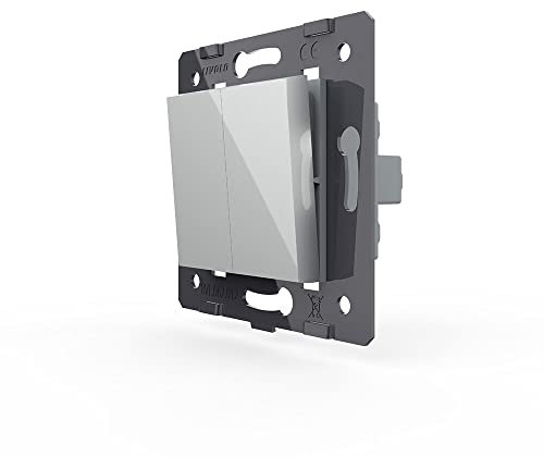LIVOLO Wipp doppelter Wechselschalter Serienschalter Modul Wandschalter in Grau Einbau Lichtschalter für Unbterputzdose 2-Fach ohne Glasblende VL-C7-K2S-15 Serienwechselschalter für zwei Leuchten