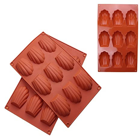 Wondsea 3pcs Stampi per Madeleines in Silicone,Stampo Madeleine, 9 Cavità Stampo Madeleine Antiaderente Madeleine Stampo da Forno,per Fare Cioccolato, Torta, Gelatina, Mousse a Cupola