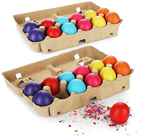 com-four® 24x Konfetti-Eier für Karneval, Fasching - Ostereier gefüllt mit Konfetti - bunte Papierschnipsel in echten, bemalten Hühnereiern für Ostern - farbige Ostereier (bunt - 24 Stück)
