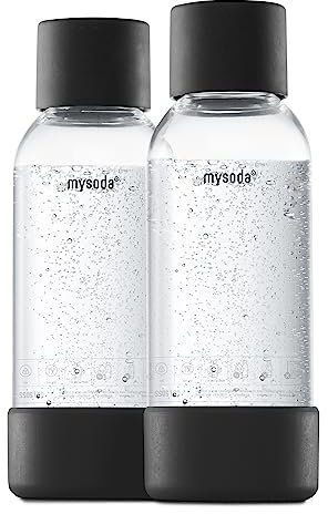 Mysoda Quick-Connect Wiederverwendbare Wasserflaschen, 2 x 0,5 l, BPA-frei, Kunststoff, Schwarz, 2 Stück