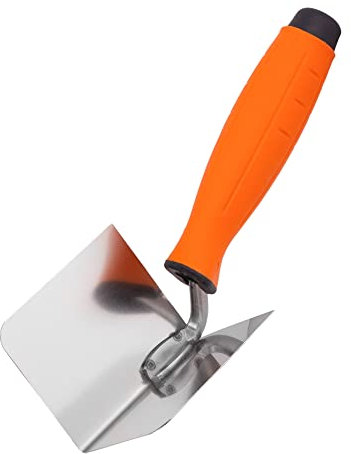 Mivos Truelle d'angle en Acier Inoxydable - 80 x 60 mm - Spatule d'angle Intérieur - Truelle de Bord avec Poignée Souple - Fabriqué en UE