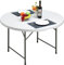 HollyHOME Klapptisch Rund 122cm Tisch Klappbar Campingtisch Tragbarer Gartentisch Balkontisch Klappbarer Esstisch für Küche BBQ Catering Party, Weiß