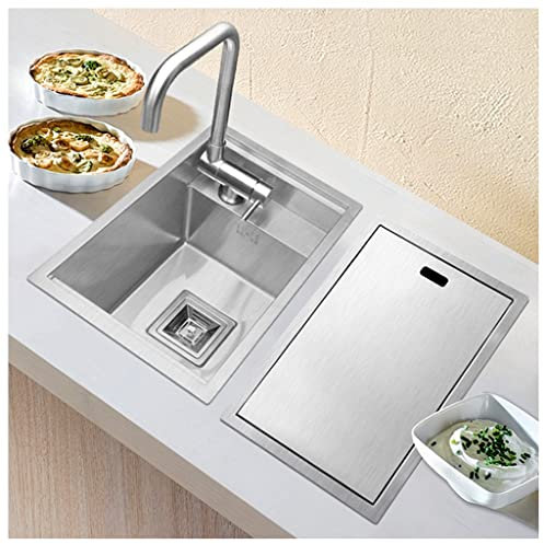 Lavandino Della Cucina, Lavabo A Vasca Singola In Acciaio Inox Nero E Argento 304 Sottopiano/a Scomparsa, Lavello Da Cucina Con Rubinetto Ribaltabile (Size : 30cm-Silver)
