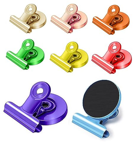 8 Pack Magnetic Clips, Scratch-Resistant Fridge Magnets, Magnet Metal Clips, Colorful Whiteboard Magnets, Magnets for Whiteboard, Strong Magnets, Notice Board Magnets for Kitchen, Home, Office, School
