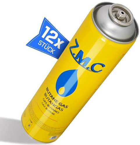 Z.M.C 12x Universal Gaskartuschen 330g, Propan/Butan Gas 600ml, Schraubgewinde Anschluss, Gaskartusche EN417, Schraubkartusche für Unkrautbrenner, Abflämmgerät, Lötbrenner, mit Schraubventil