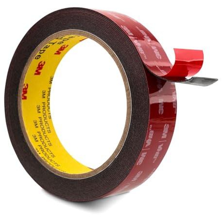 3M Double Sided Mounting Tape 25mm x 4.7m Black 0.6mm Thick | Heavy Duty Foam Tape, Strong Adhesive, for Car Décor Home Office Logos