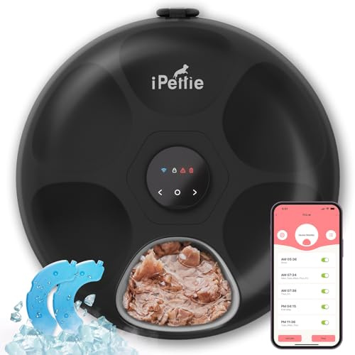 iPettie Donut Frost WiFi 6 Meal Automatic Cat Feeder with App Control, Dry & Wet Food, Automatic Cat Food Dispenser, Smart Dog Feeder with Two Ice Packs, Programmable
