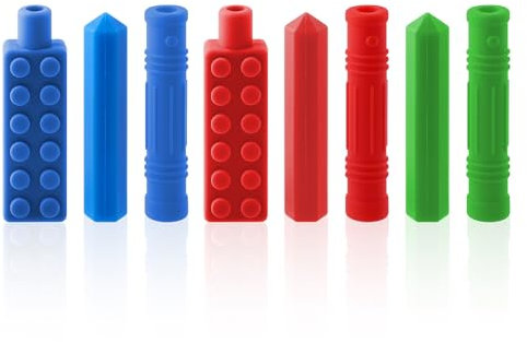 Chew Pencil Topper Set (8er Pack), Silikon Kaukette mit Kaubarem Beißring Bleistiftaufsatz, Silikon Kaustab, Kaubares Schmuckspielzeug Kauspielzeug für Jungen, Mädchen, Kinder mit Autismus, ADHS
