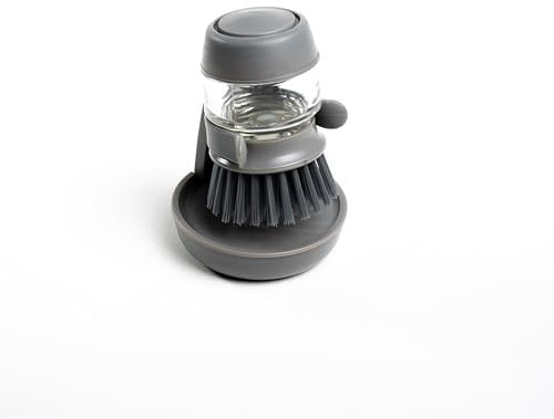 CRESTERRA - Spülbürste mit Seifenspender und Aufbewahrungsständer, Nachfüllbare Reinigungsbürste für Küche, Geschirr, Pfanne & Topf, ergonomische Spülbürste mit Seifenbehälter