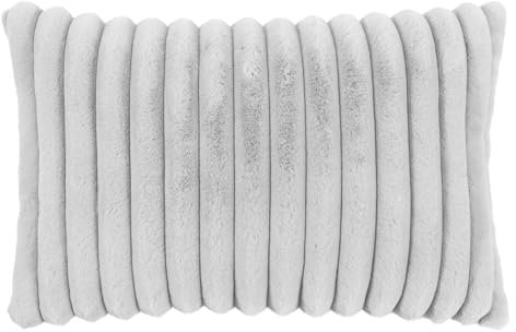 MAGMA Raya Kissenhülle/Kissenbezug aus Fellimitat - 100% Polyester, bis 30 Grad waschbar, 40x60cm, grau