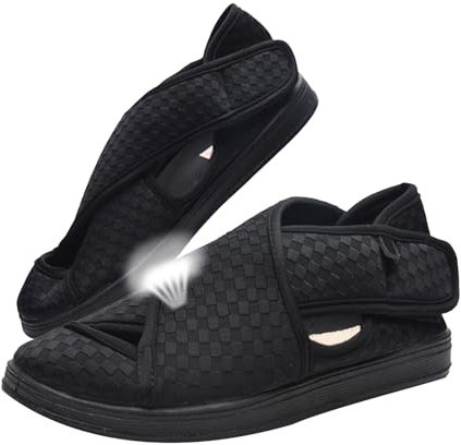 Sneakers för diabetiker fot sommar för kvinnor, breda fötter, herr, ortopediska skor för kvinnor, speciella breda skor, hälsosko bekväm, svart, 38 EU/bred