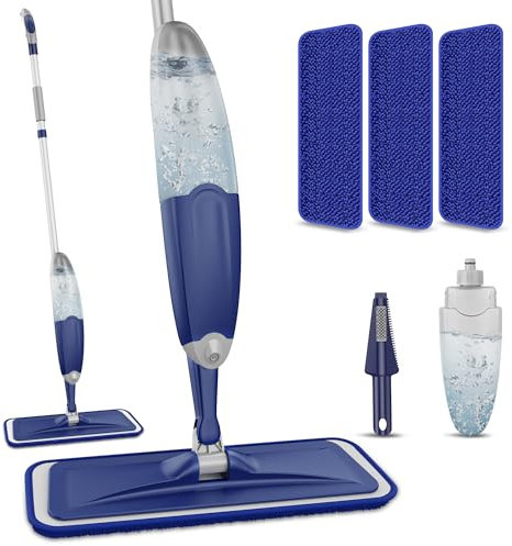 Sprühwischer Bodenwischer mit Sprühfunktion, Wischmopp mit Sprühfunktion Wischer Boden Spray Mop mit wassertank und 3 Waschbaren Mopp Pads für Hartholz, Marmor, Laminat Bodenreinigung