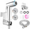 KOMCLUB Douchette à main pour bidet en acier inoxydable, kit de pulvérisation de couches en tissu ABS chromé pour bébé avec distributeur de robinet, toilettes flexibles et crochets ou support mural