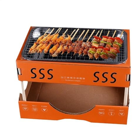 Samuliy Barbecue de camping portable en acier inoxydable au charbon de bois | Barbecue de table compact pour 1 à 3 personnes | Barbecue de table pliable pour cuisines et aliments