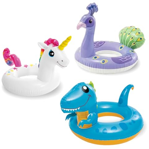 Anello da nuoto Unicorno Pavone Dinosauro per bambini 2-8 anni, 3PCS Gonfiabile Schwimmreifen Forma Animale Cartone Animato Anello Acquatico, Piscina Nuoto Anello per Ragazzi Ragazze Estate Piscina