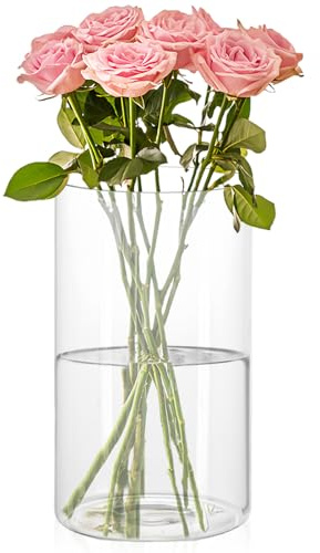 WIYETY Vaso Cilindrico in Vetro Dekovasen Minimalistico: Moderno Vaso per Fiori, Vaso in Vetro Trasparente per Decorazione da Tavolo, Soggiorno, Camera da Letto, Matrimonio, Compleanno, Bagno (30