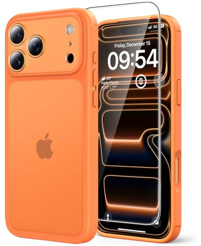 TAURI for iPhone 17 Pro Max Case, Matte Orange | 15FT Military-Grade Protection, Not-Yellowing Shockproof Anti-Scratch Slim Phone Bumper Cover