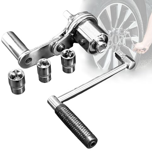 RQG Torque Multiplier, 1/2 Drive Hand Cranking Lug Nut Removal Tool, Portable Lug Nut Torque Wrench Set with 17/19/21mm Sockets for Sedan SUV Van Mini Truck (Upgrade, More Labor-saving)