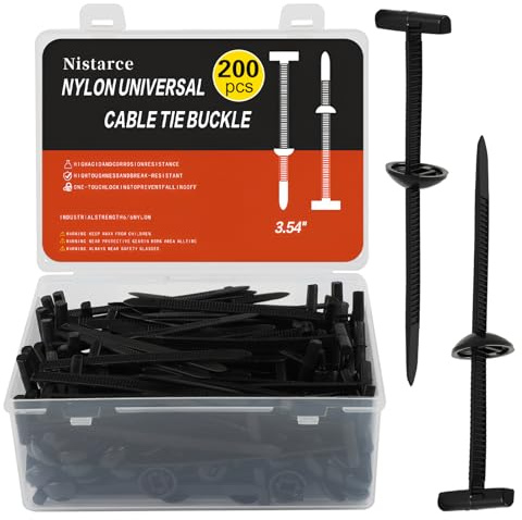 Nylon Universal Cable Tie Buckle – Cable Tie Buckle Zip Tie Clips for Car Fender, Engine Cover, Mudguard Fastener, Automotive Replacement Screw Fixing, 200PCS with Clear Storage Box