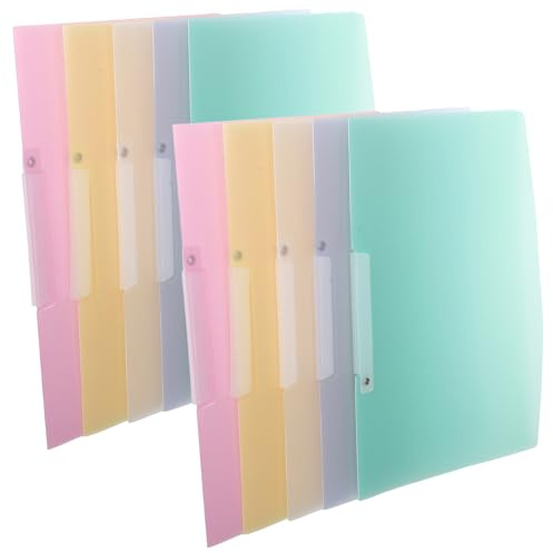 STOBAZA Cartelle di Presentazione con Clip Oscillanti Copertine per Report Pieghevoli in Plastica Leggera Set da 10 Pezzi Multicolore per Ufficio Scuola e Uso Portatile
