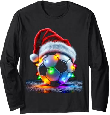 Ballon de Football Festif avec Bonnet de Père Noël et lumières Manche Longue