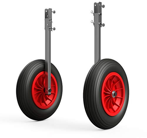 SUPROD Heckräder Slipräder Schlauchbooträder Transporträder klappbar Edelstahl ET350, schwarz/rot