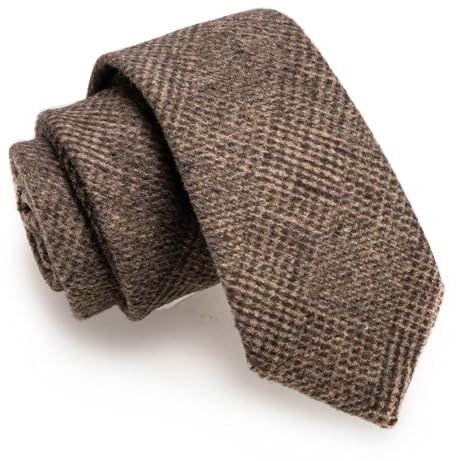 JEMYGINS 2.4 Cotton Necktie Brown Mens Cashmere Wool Skinny Tie (17)