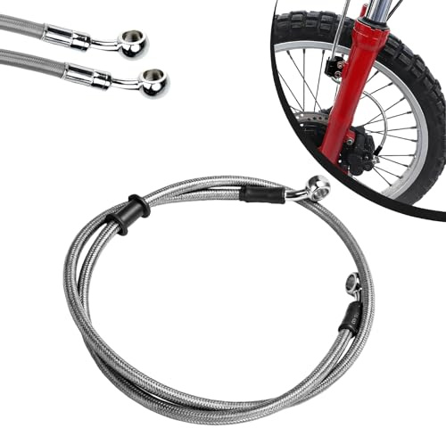 JFG RACING Tubo Freno Moto 120cm,Tubo Freno Anteriore Posteriore Cavo Freno Idraulico Frizione con Guaina Rinforzata per Pit Bike Dirt Bike Enduro Motocross ATV Quad-Argento
