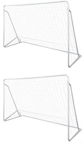 vidaXL 2X Fußballtor 240x90x150cm Stahl Fußballnetz Tornetz Fußball Tor Tore